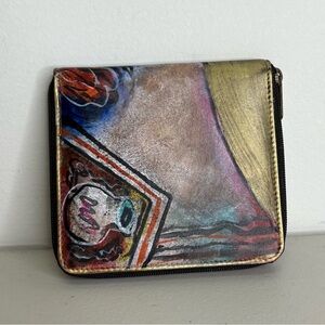 NEW Jane Yoo Vintage Hand Painted Leather Wallet